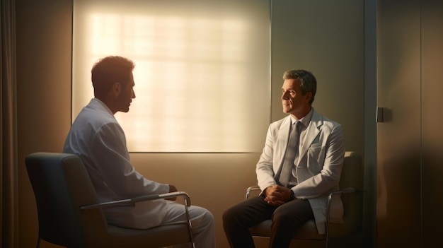 Il dottore ascolta un paziente Una bella illustrazione Generativa AI