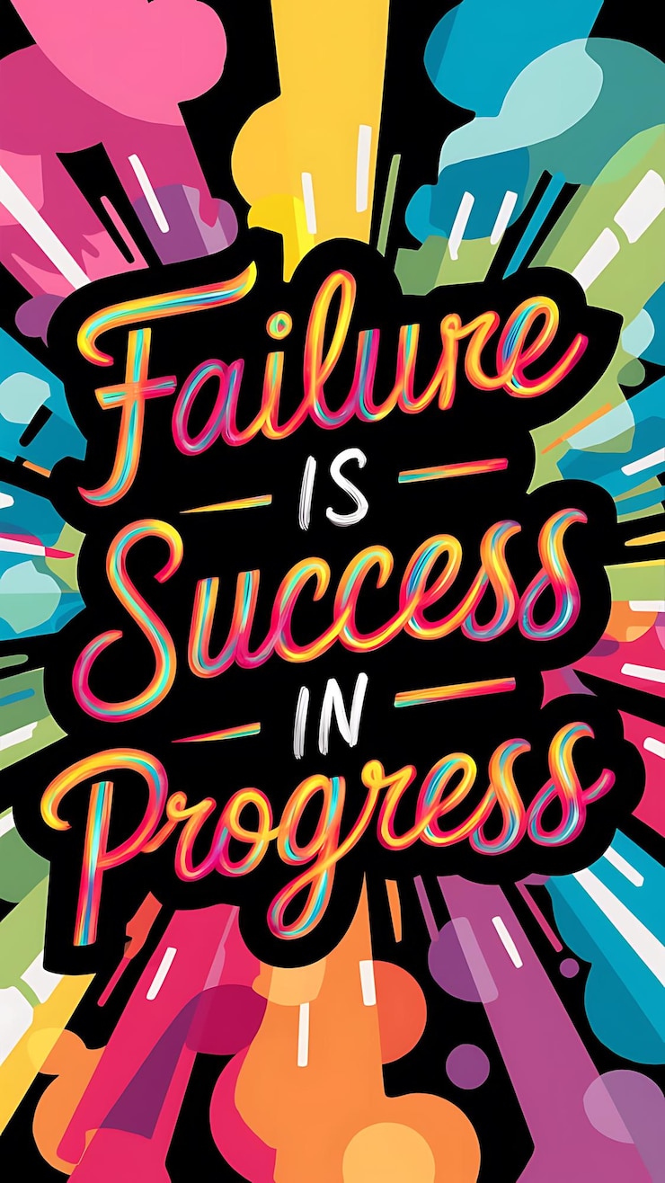 Foto il fallimento è un successo in progresso t-shirt design motivational quote illustration typography