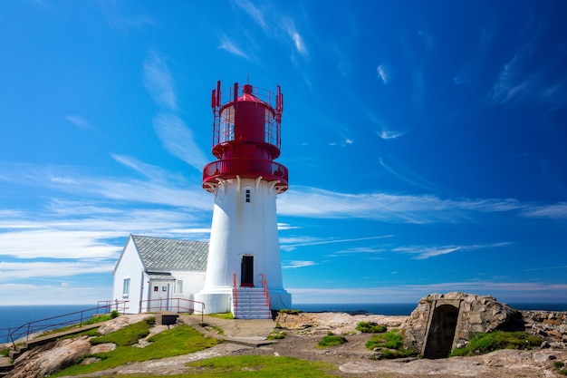 Il famoso faro di Lindesnes nel sud della Norvegia