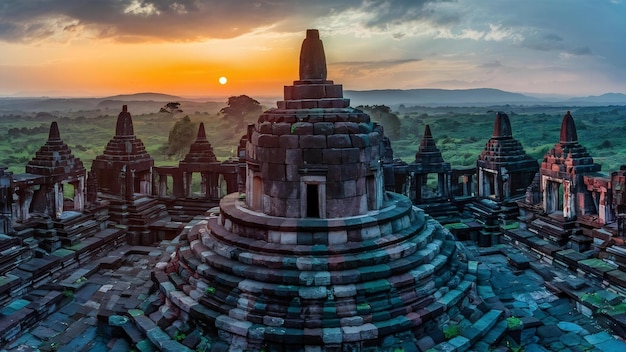 Il famoso tempio di Borobudur a Mungkid, in Indonesia