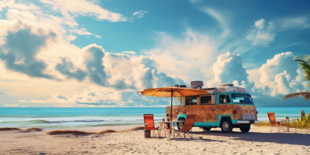 Il fascino della cucina da spiaggia con un food truck