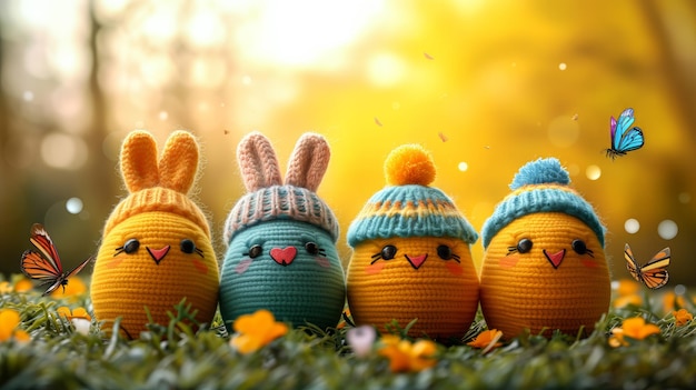 Il fascino di Pasqua un'alba serena un coniglietto giocoso o una natura morta intricata adornata con pastelli fiori e uova cattura l'essenza della tradizione familiare e sprigiona bellezza IA generativa