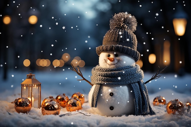 Il fascino natalizio del pupazzo di neve Soft Focus Immagine PNG con un tocco stravagante