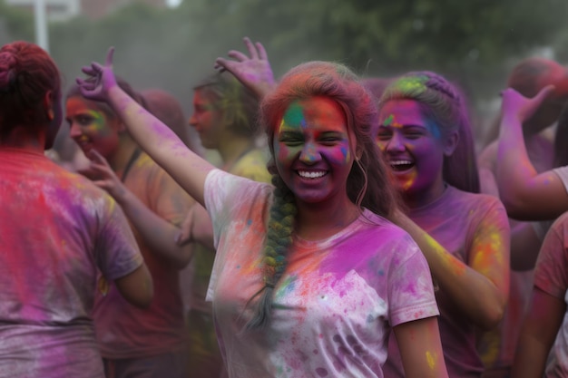 Il festival di Holi è un tripudio di colori mentre i giovani lanciano polvere in aria con selvaggio abbandono