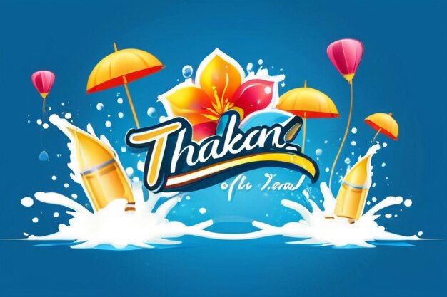 Il festival di Songkran spruzza d'acqua della Thailandia disegno illustrazione vettoriale di sfondo1