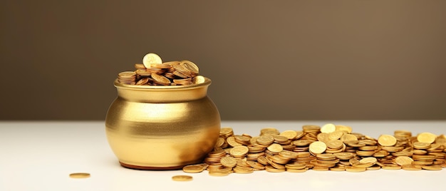 Il festival indiano Dhanteras e Diwali adorano lo sfondo con l'illustrazione delle monete d'oro della dea Lakshmi Laxmi