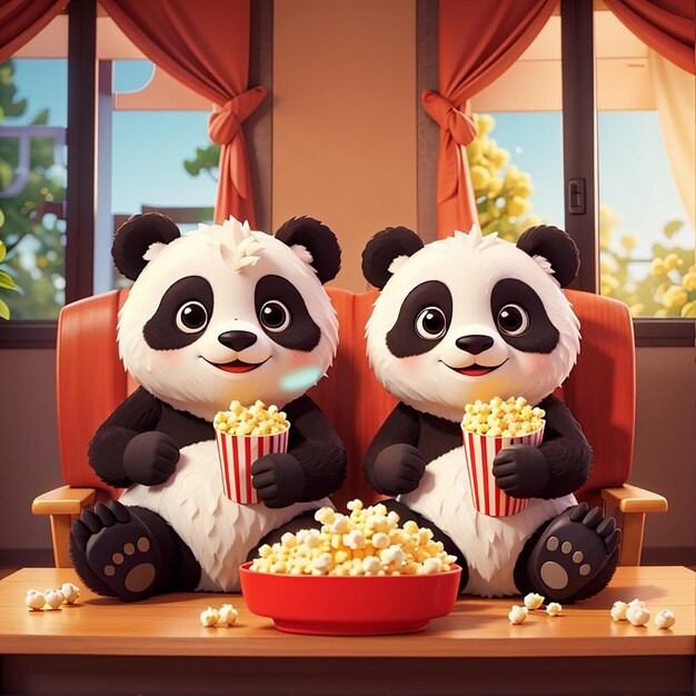 Il film Night Pandas è un'illustrazione vettoriale di cartoni animati.