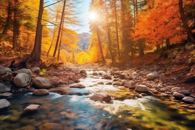 Il fiume di montagna attraversa il parco naturale