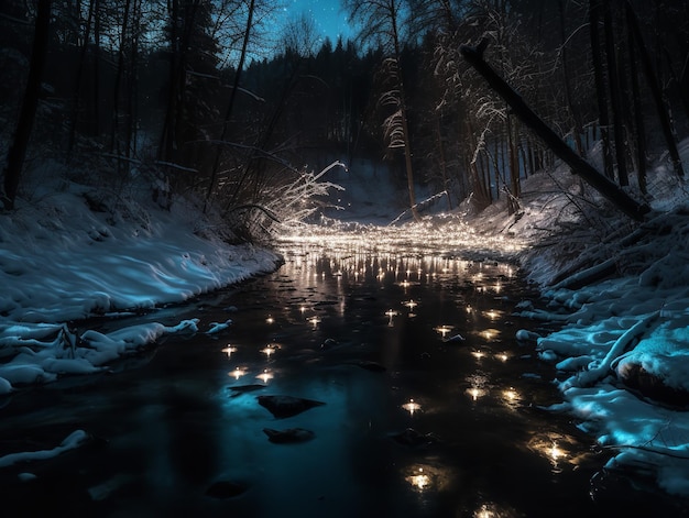 Il fiume ghiacciato silenzioso della vigilia di Natale