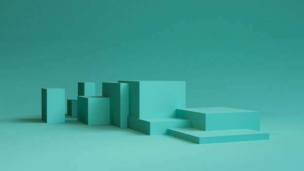 Il fondo astratto minimalista, le figure geometriche primitive, i colori pastelli, 3D rende.