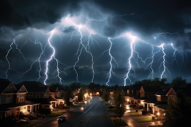 Il fulmine colpisce un quartiere residenziale