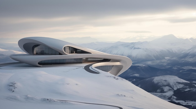 Il futurismo ha svelato un trionfo architettonico in mezzo a cime innevate