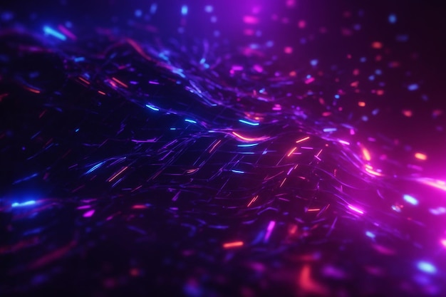 Il futuristico sfondo astratto movimento bagliore al neon nel rendering 3d del cyberspazio
