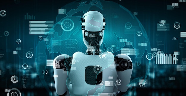 Il futuro controllo della tecnologia finanziaria da parte dell'uminoide robotico AI utilizza l'apprendimento automatico