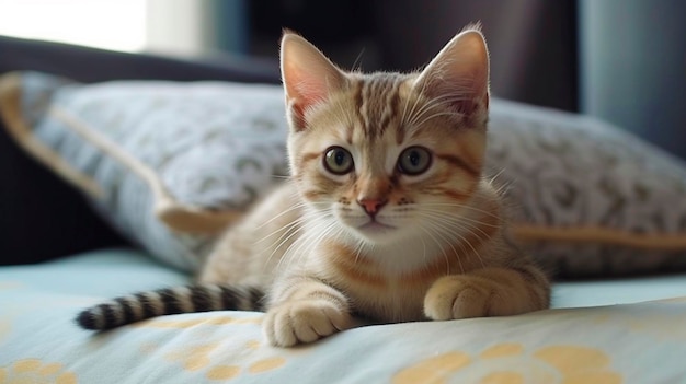 Il gattino dorme sul cuscino IA generativa