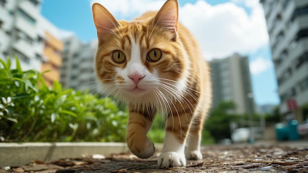 il gatto cammina Immagine fotografica di sfondo HD