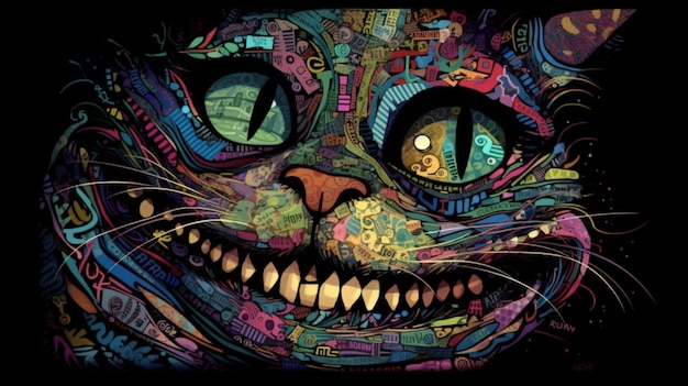 Il gatto di Cheshire nello stile di Picasso e dei baschi Ai ha generato arte