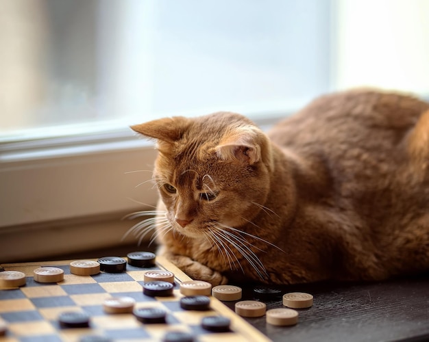 Il gatto gioca a dama