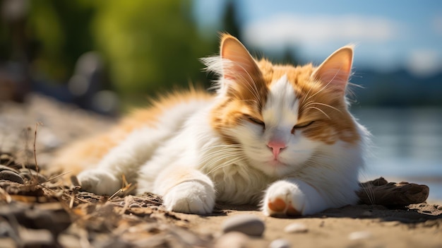 il gatto in spiaggia momento sereno