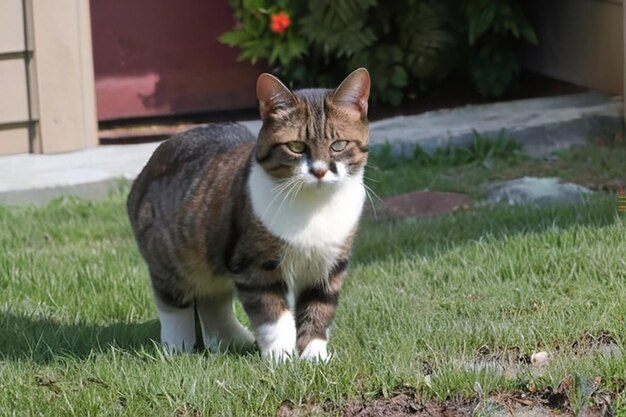 Il gatto selvaggio appartiene ai miei vicini che mi guardano mentre lo fotografano.