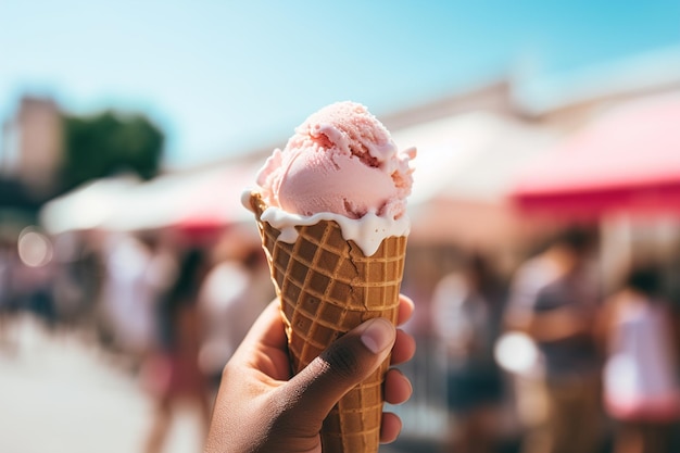 Il gelato nella mano della ragazza.