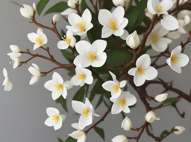 Il gelsomino bianco Il ramo dei delicati fiori primaverili