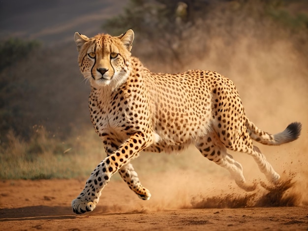 il ghepardo che corre sulla savana