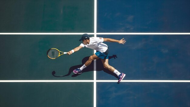 Il giocatore di tennis sta cercando di colpire il punteggio