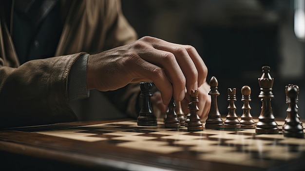 Il giocatore regola il pezzo di scacchi