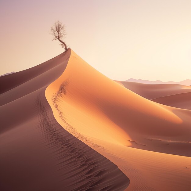 Il gioco di luce e ombra su vaste dune di sabbia aride