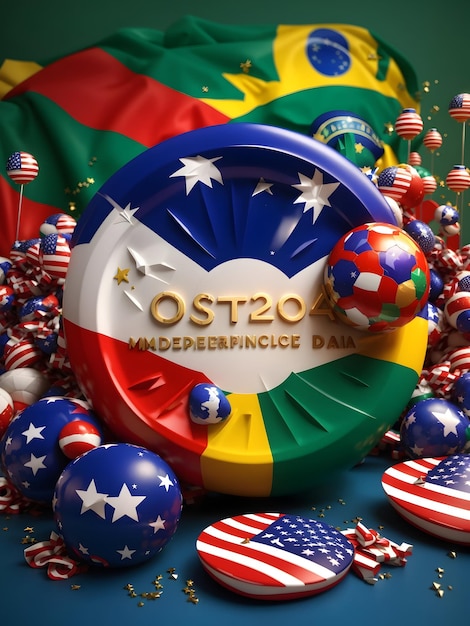 il giorno dell'indipendenza dei social media del brasile in 3d rende il portoghese