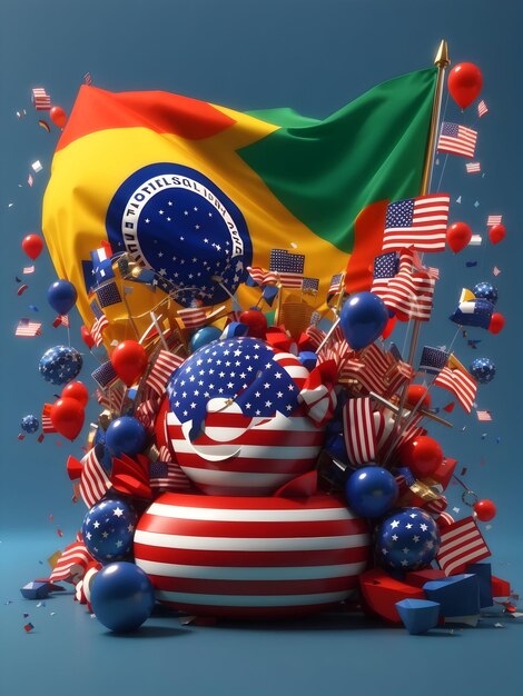 il giorno dell'indipendenza dei social media del brasile in 3d rende il portoghese