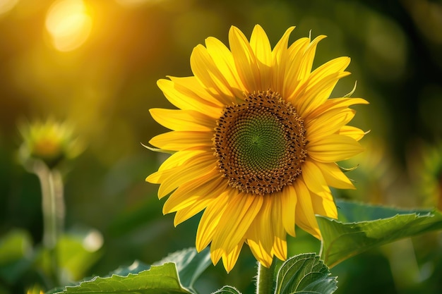 Il girasole radiante che si abitua alla luce dorata