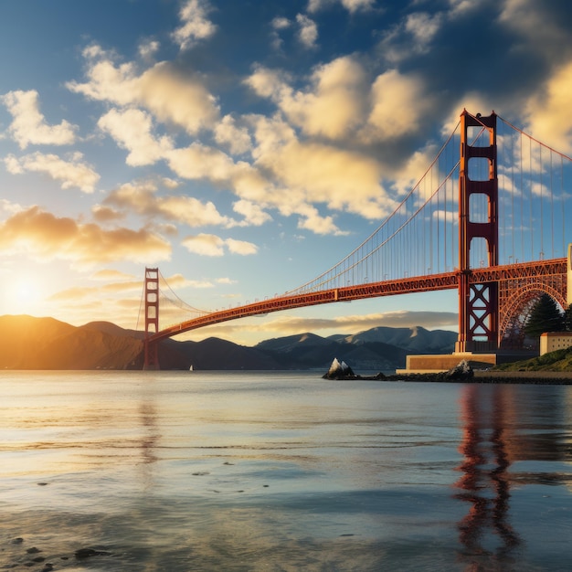 Il Golden Gate Bridge al tramonto con un bellissimo cielo