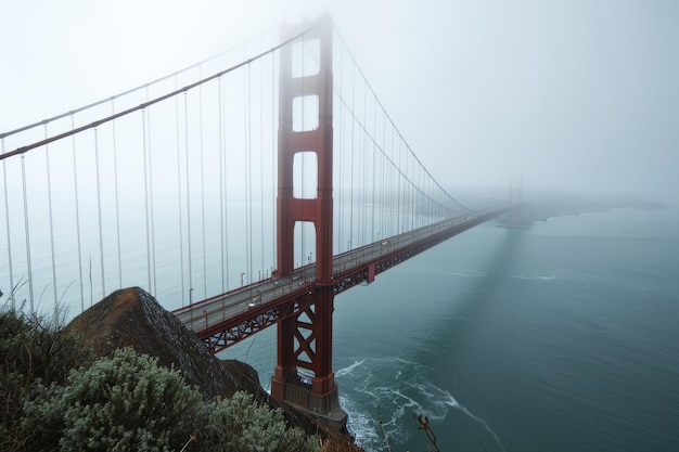 Il Golden Gate Bridge avvolto nella nebbia generata da Ai