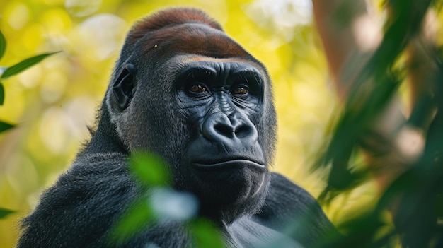 Il gorilla premuroso nell'habitat naturale