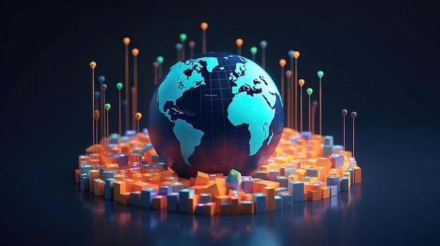 Il grafico dei dati finanziari costituisce la base per un globo Generative Ai