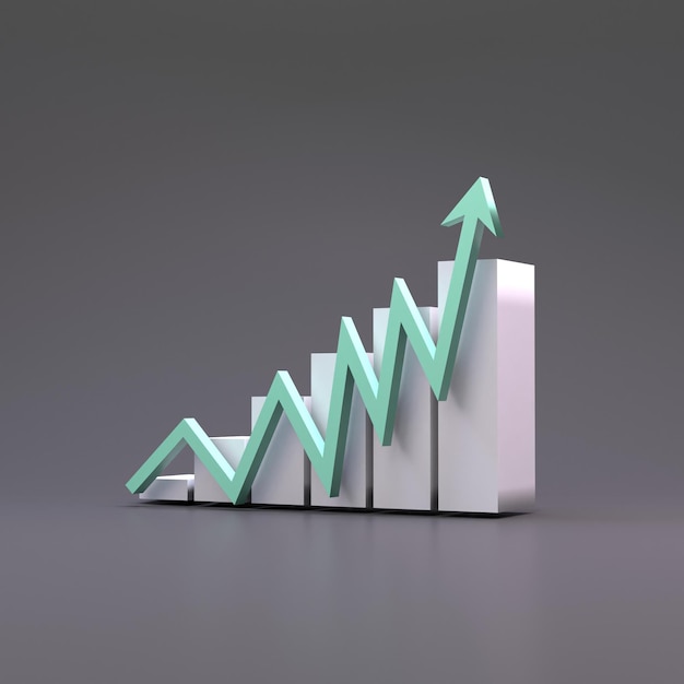 Il grafico di marketing delle icone analizza il tema aziendale del modello 3d e il rendering 3d del concetto minimo