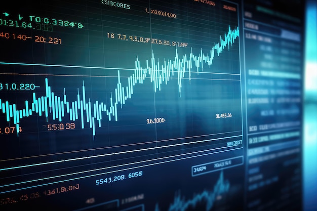 Il grafico finanziario sullo sfondo astratto della tecnologia rappresenta l'analisi del mercato azionario