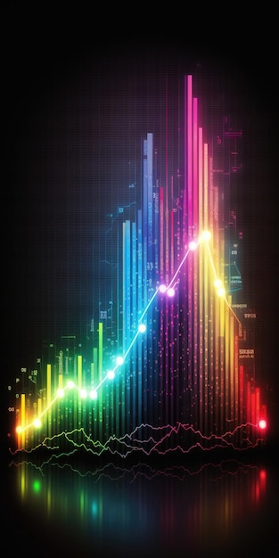 Il grafico generativo del mercato azionario AI allinea il grafico finanziario su sfondo astratto tecnologico