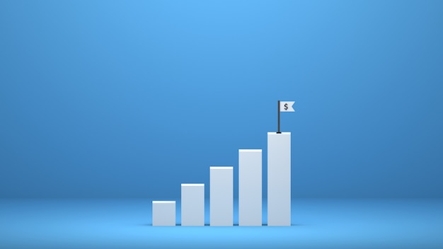 Il grafico reso 3D aumenta la crescita dei profitti aziendali verso il successo