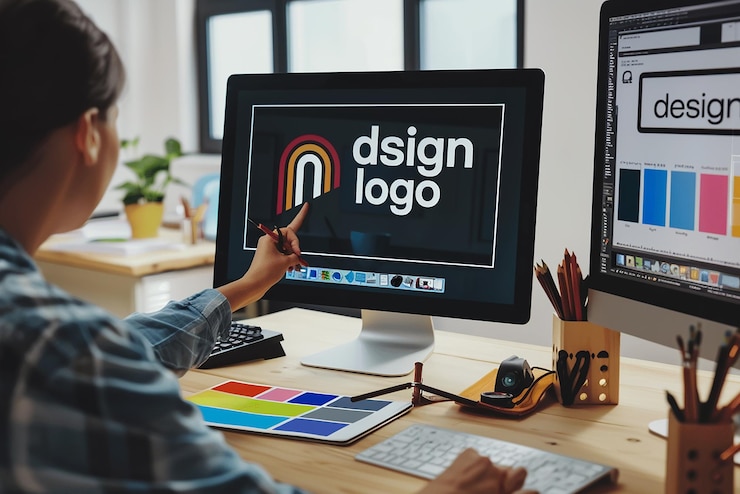 Foto il graphic designer lavora su un computer portatile con una penna digitale scrutinize