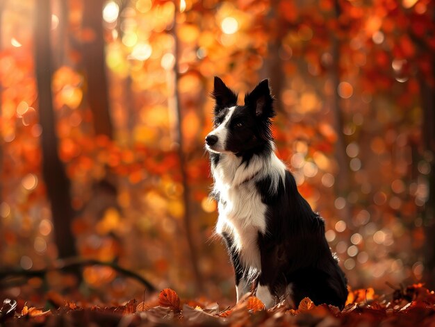 Il grazioso Border Collie si gode un momento di pace nella foresta