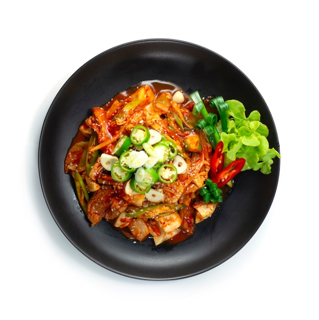 Il kimchi piccante saltato in padella con carne di maiale