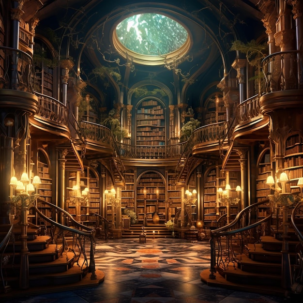 Il labirinto silenzioso Interno della biblioteca labirintica