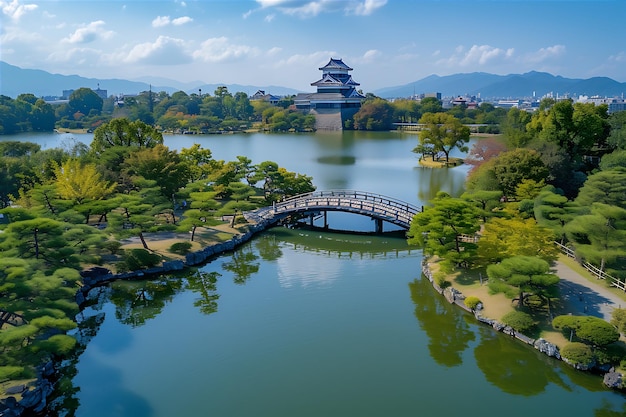 Il lago con il ponte pittoresco