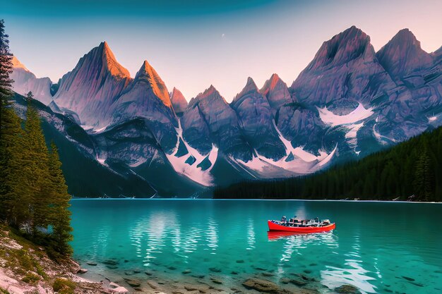 Il lago di Braies con il monte Seekofel sullo sfondo