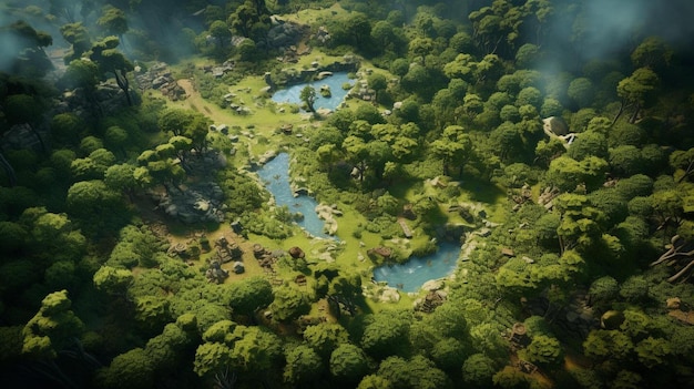 Il lago è circondato da foresta.