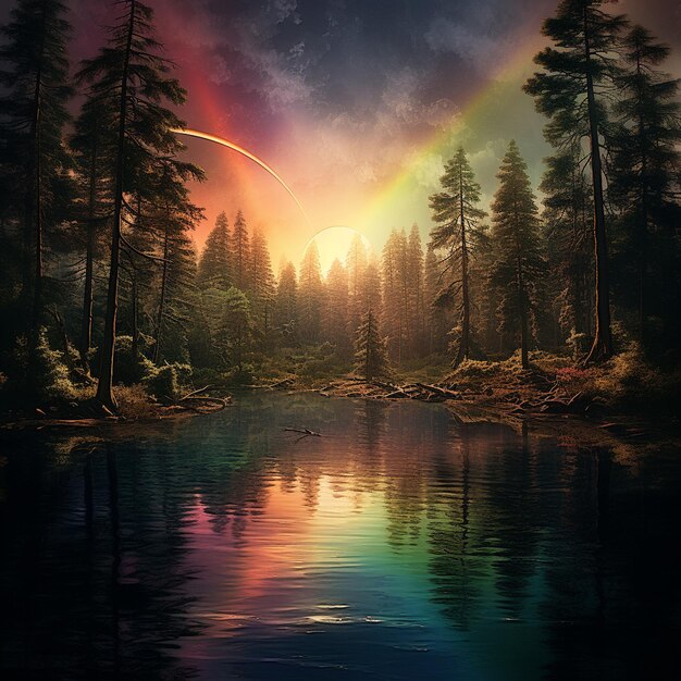 Il lago Rainbow nel cuore della foresta