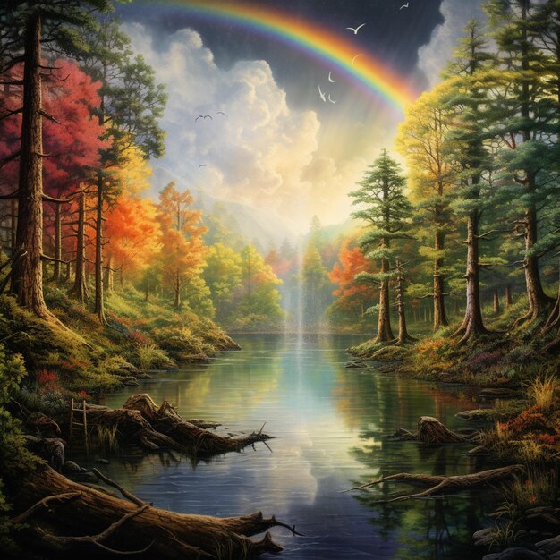 Il lago Rainbow nel cuore della foresta